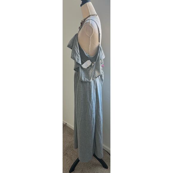 NWT TIME & TRU Gray Cold Shoulder Adjustable Straps Wide Leg Romper Jumpsuit XL - Picture 4 of 9